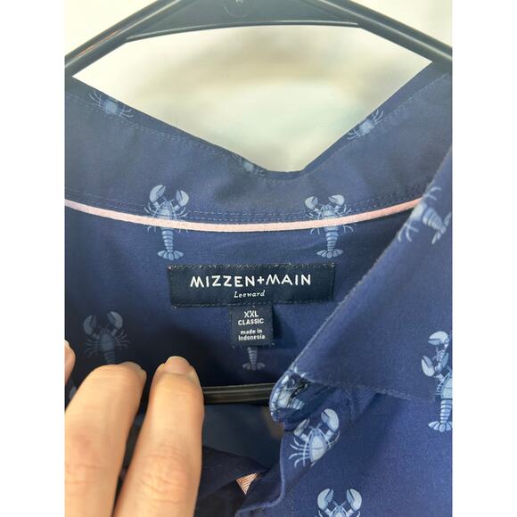 Mizzen + Main Men Classic Leeward Trim Fit Lobster Print Performance Shirt XXL - Picture 7 of 12